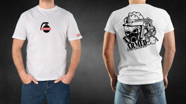 Gas Mask SMG Airsoft T-shirt - Image 2