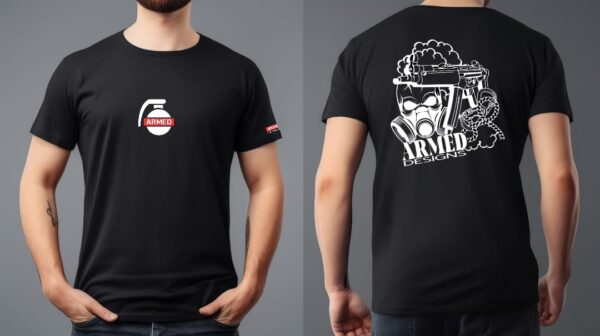 Gas Mask SMG Airsoft T-shirt - Image 3