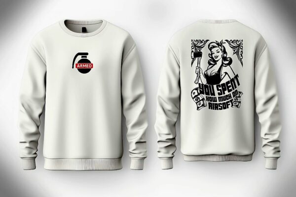 Armed Designs Airsoft Sweatshirt White - Image 3