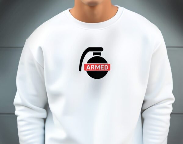 Armed Designs Airsoft Sweatshirt White - Image 2